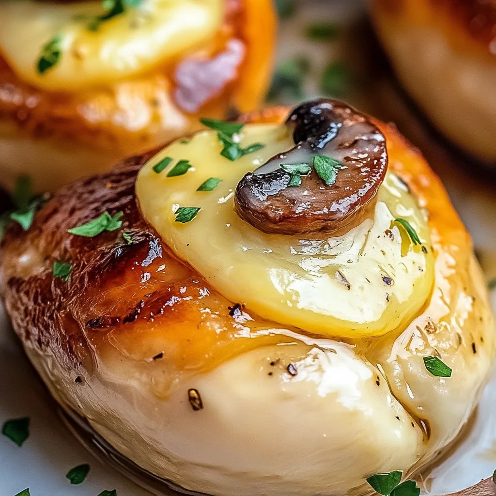 Gefülltes Butter-Knoblauch-Hähnchen mit Champignons
