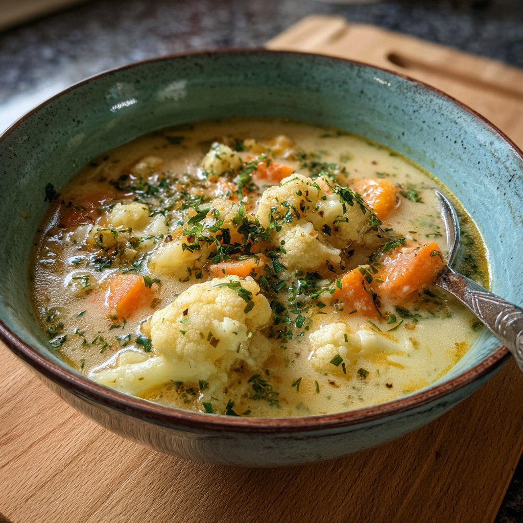 Herzhafte Blumenkohlsuppe für kalte Tage