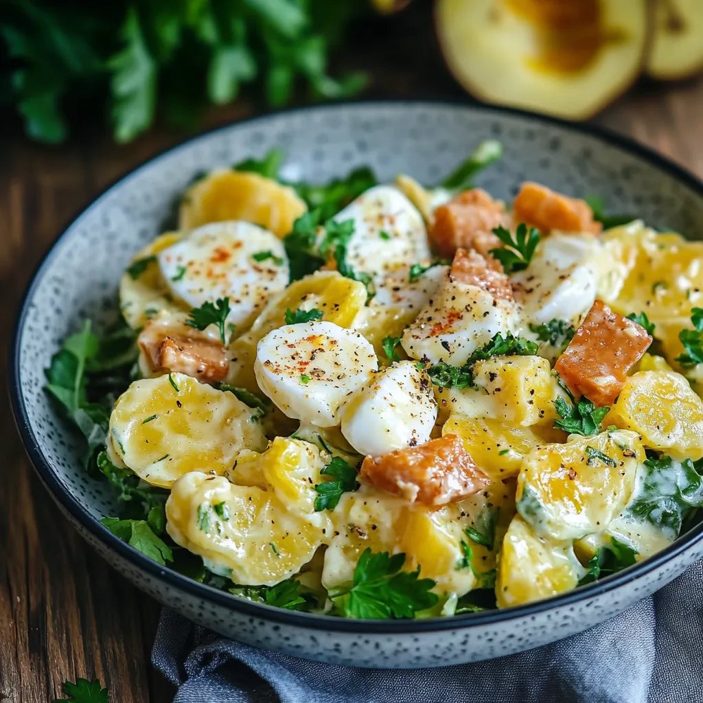 Kartoffelsalat mit Mayonnaise und Ei