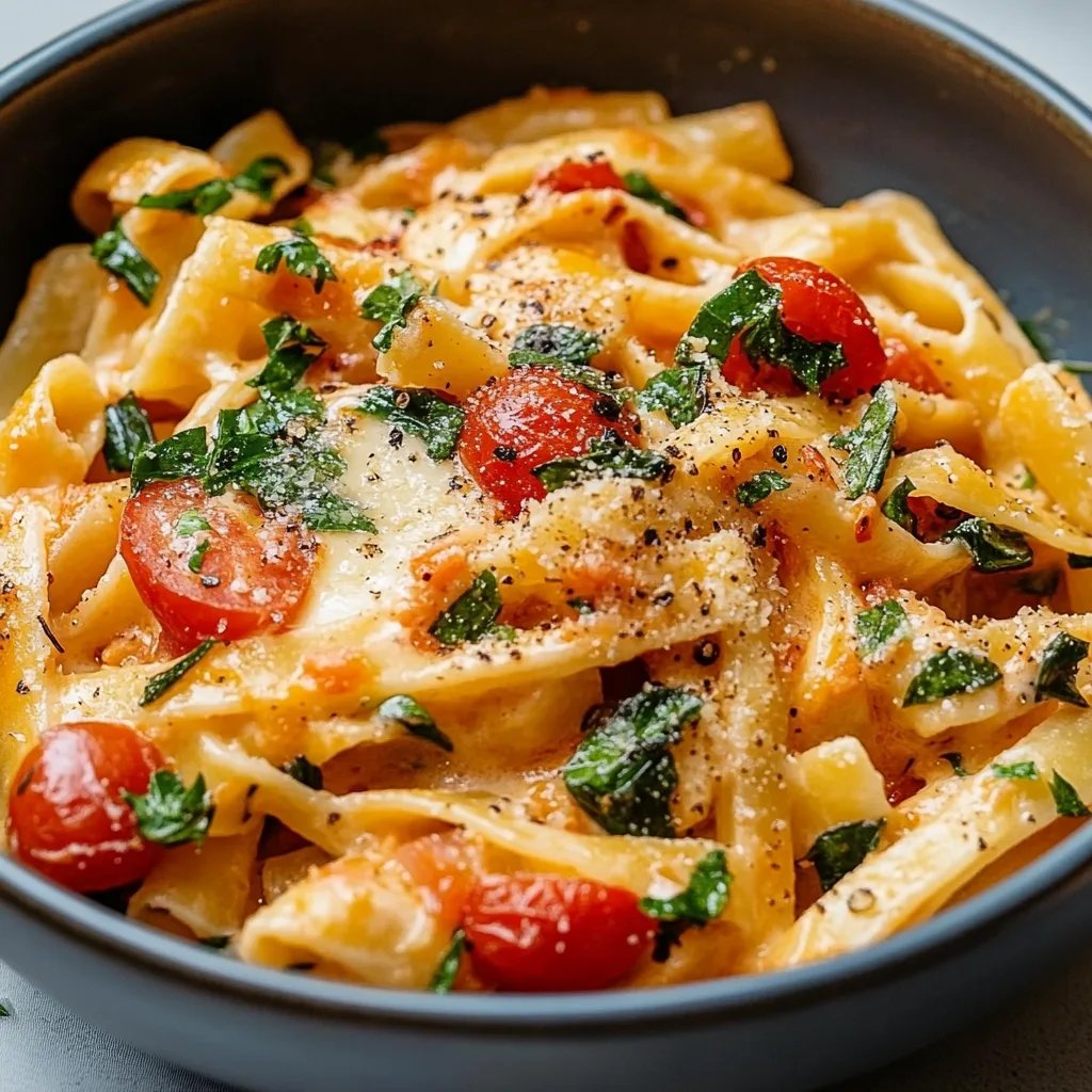 Cremige vegane Pasta mit sonnengetrockneten Tomaten