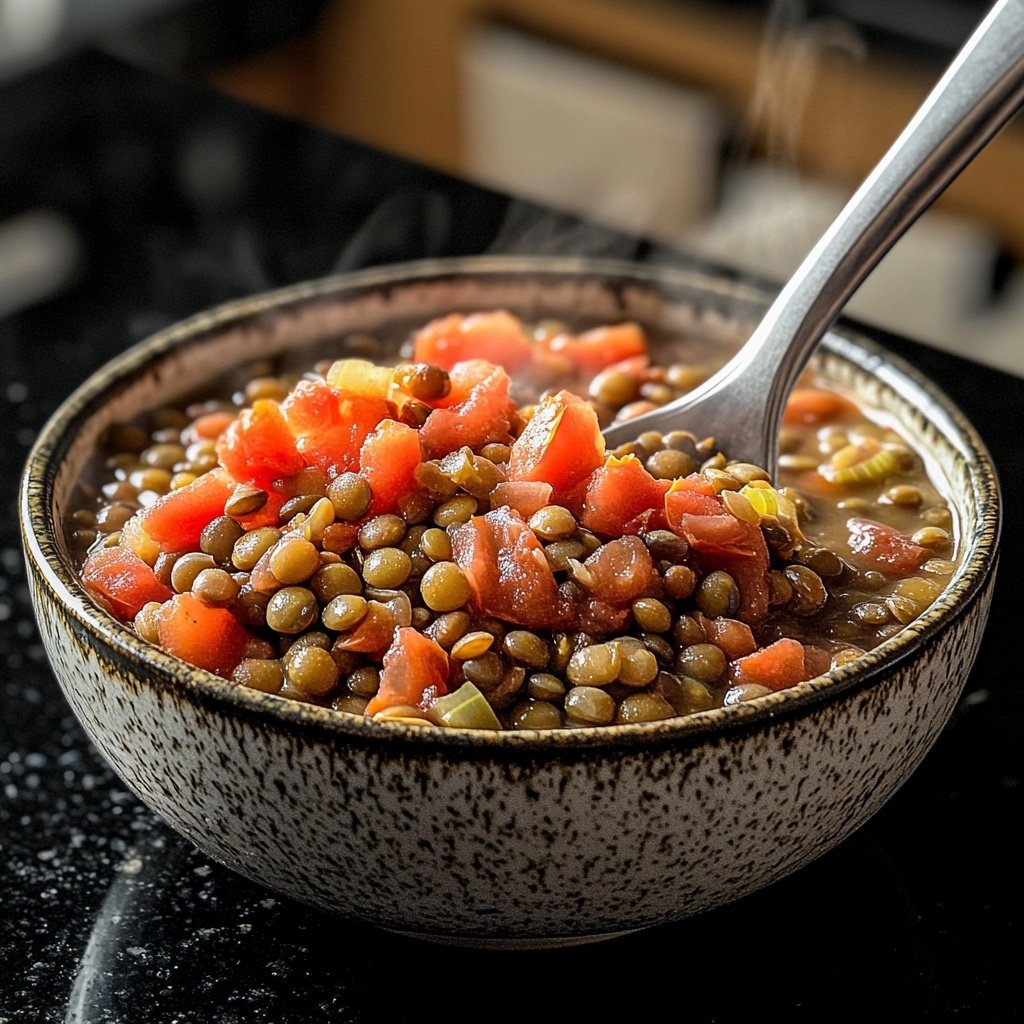 Linsensuppe mit Tomaten