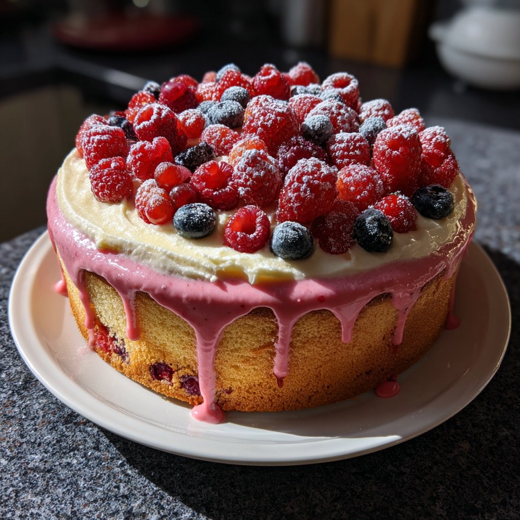 Kuchen zum Valentinstag mit Beeren