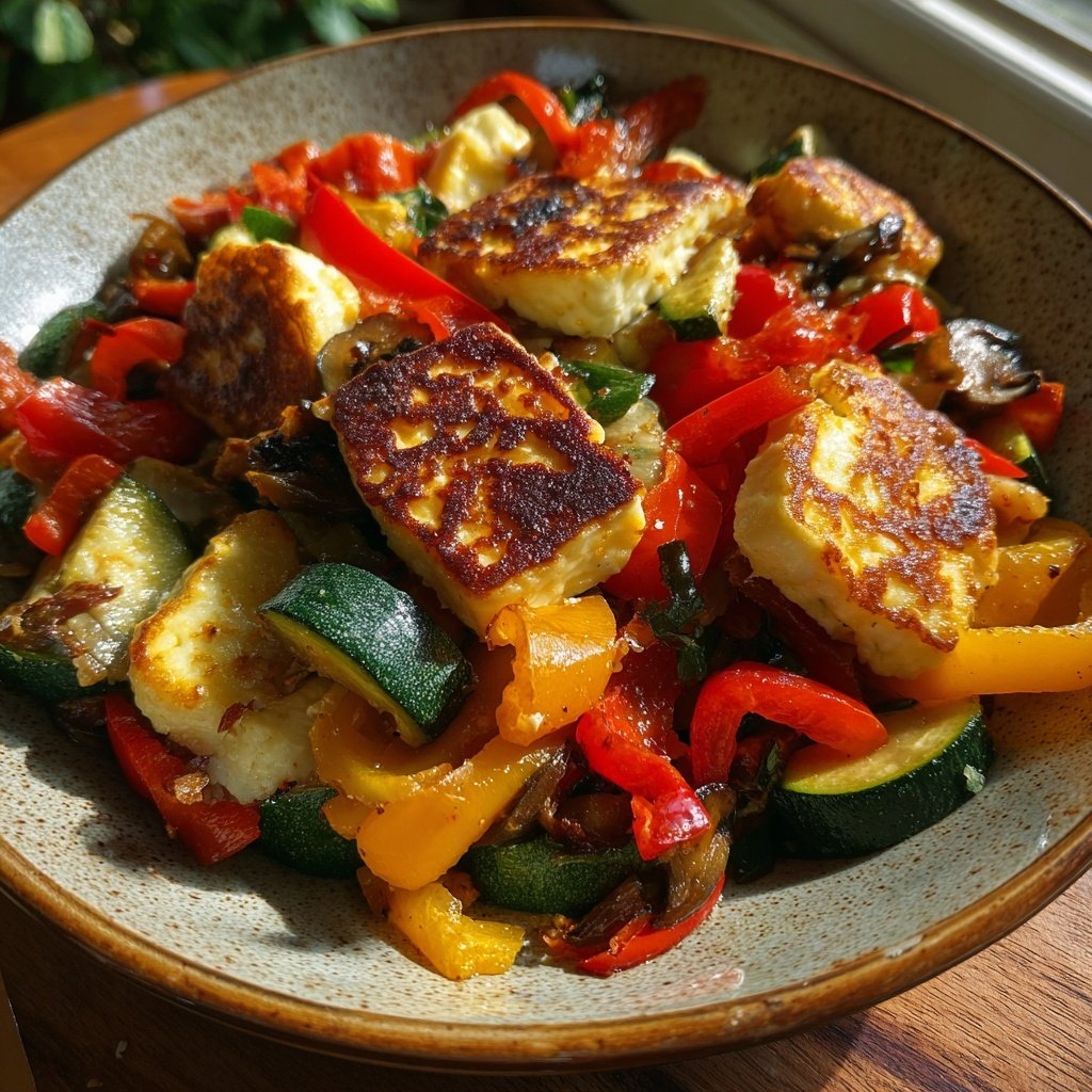 Vegetarische Gemüsepfanne Mit Halloumi