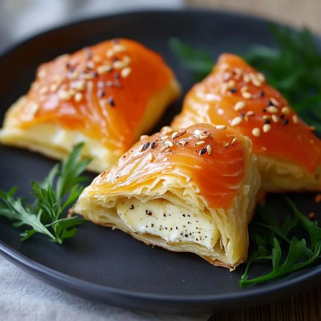 Blätterteigsterne gefüllt mit Lachs und Frischkäse