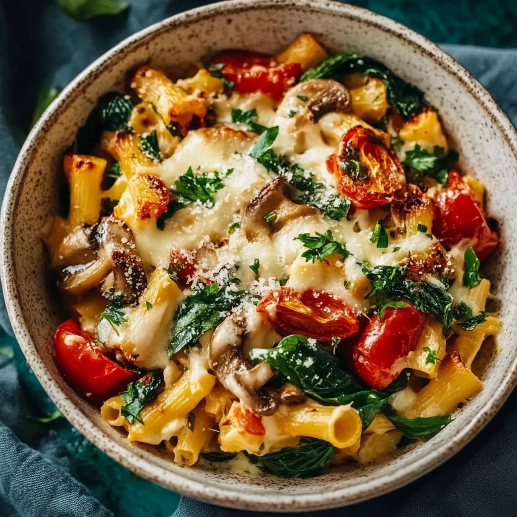 Gesunder vegetarischer Nudelauflauf