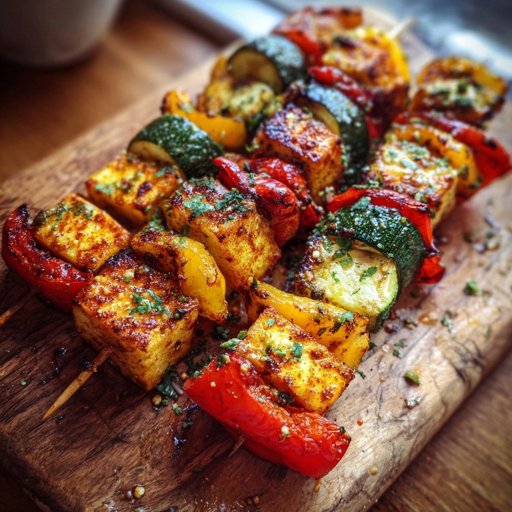 Halloumi-Spieße mit Paprika und Zucchini