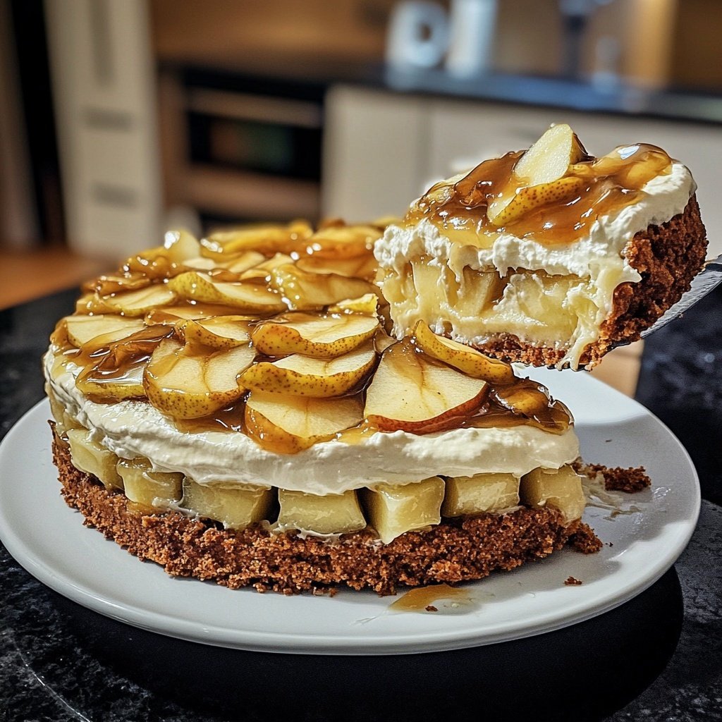 Birnen-Karamell-Käsekuchen-Torte