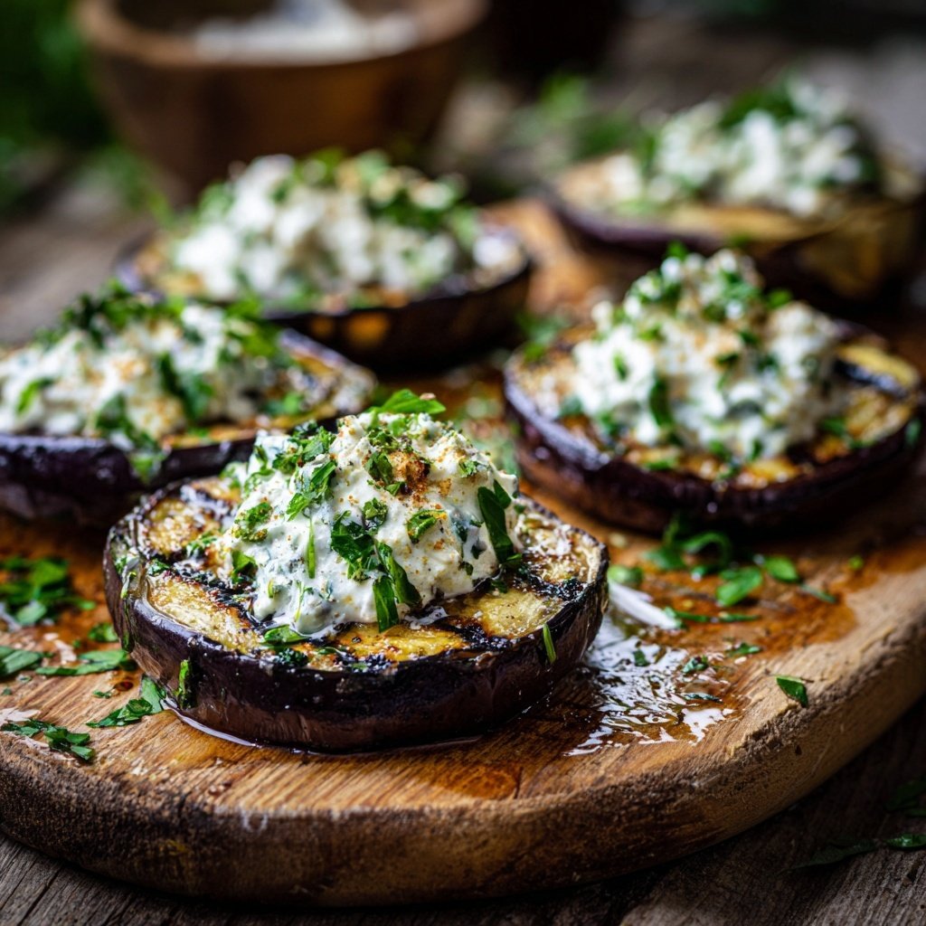 Gegrillte Auberginen Mit Kräuterquark