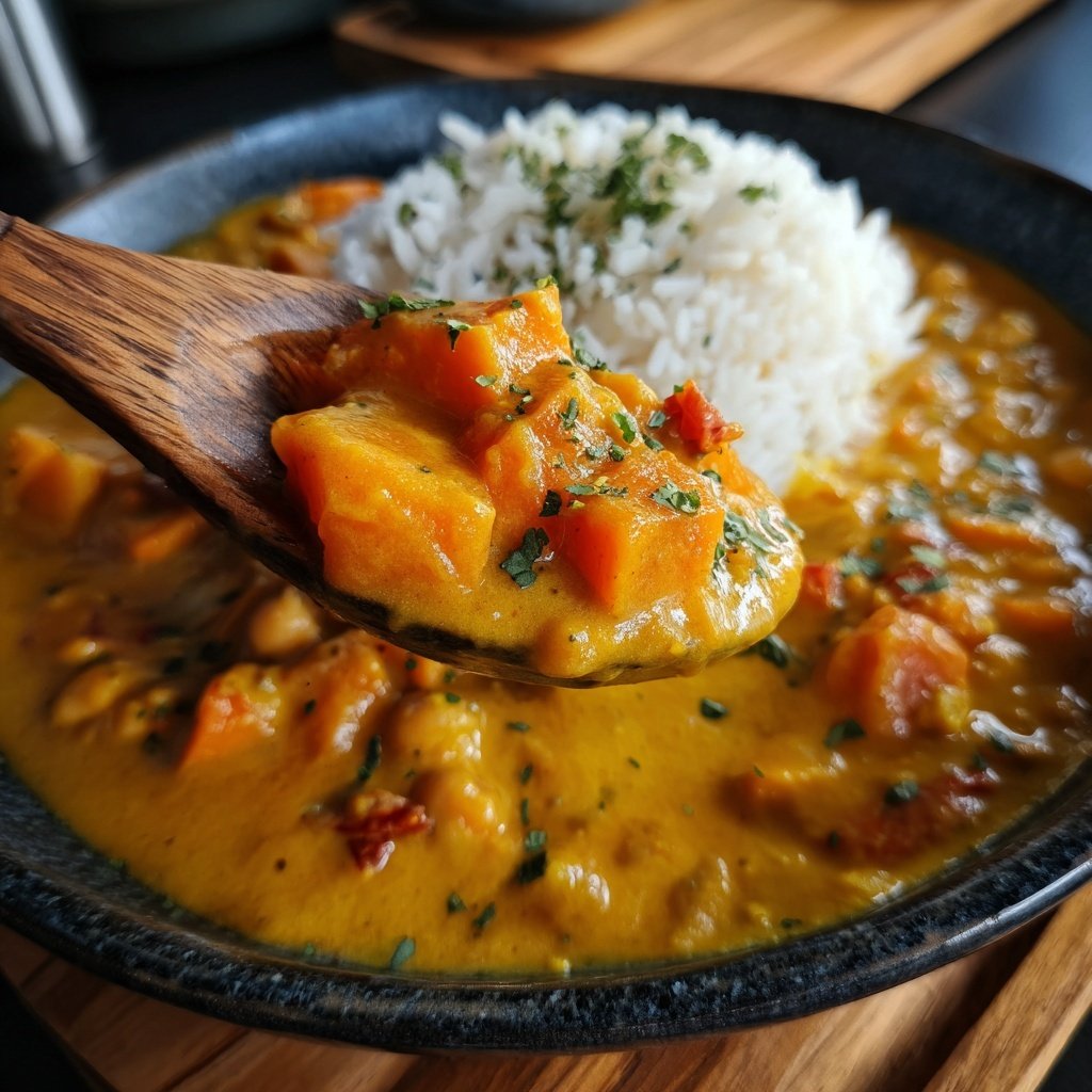 Curry mit Kürbis und Kichererbsen