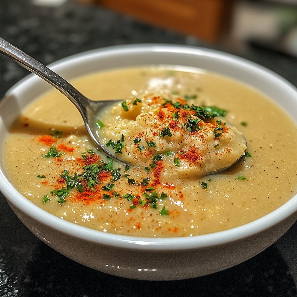 Vegane Blumenkohlsuppe mit Gewürzen
