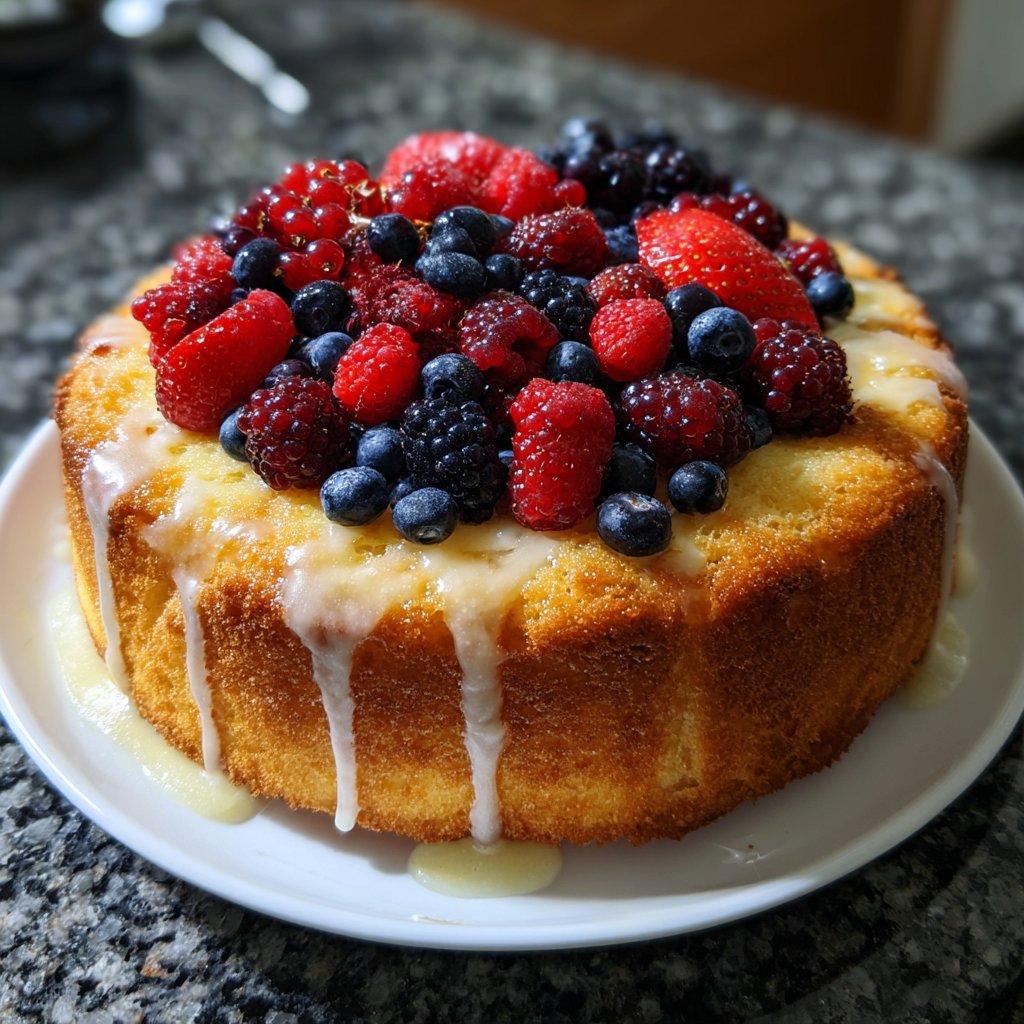 Zitronenkuchen mit Beeren